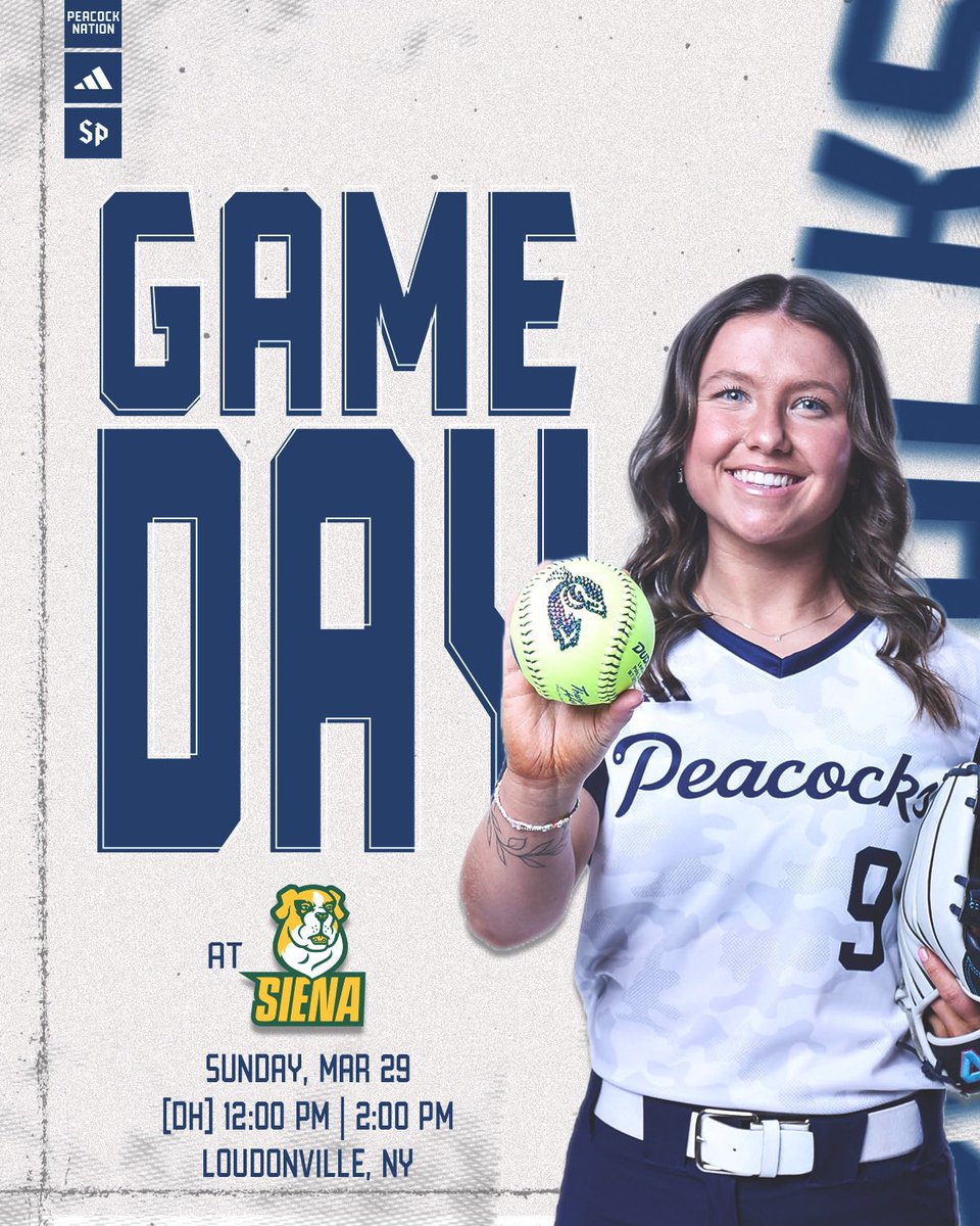 PeacockSoftball's tweet image. Round 2️⃣&amp;amp;3️⃣‼️

🆚Siena
📍Loudonville, NY
⏰ 12 pm | 2pm
🏟️ Siena Softball Field
📊 sienasaints.com/sidearmstats/s…
📺 sienasaints.com/watch/?Live=40…

#StrutUp🦚 | #ConferencePlay