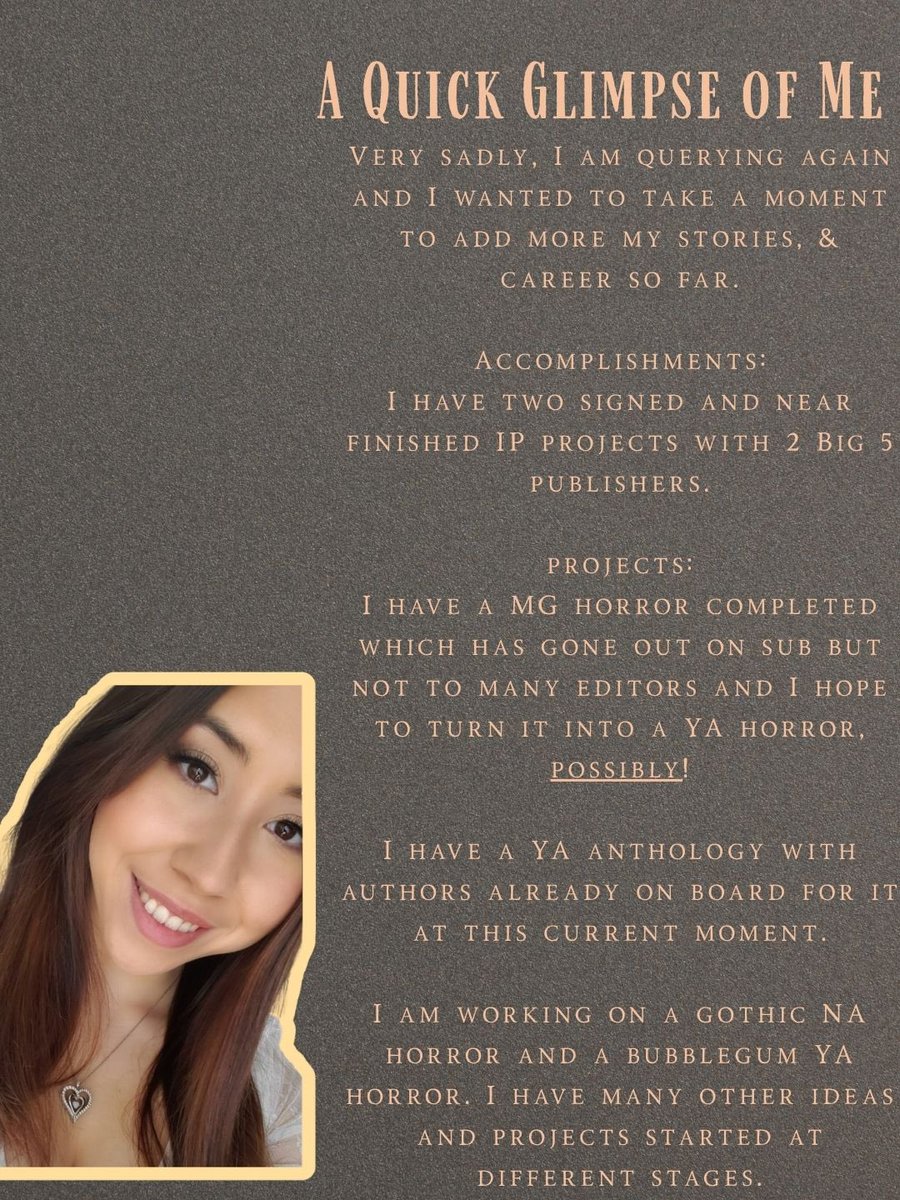 Amandabadillo25's tweet image. ICYMI, I am very sadly back in the querying trenches with a book that takes place in a Spanish-Salem town and is a NA/Adult cozy fantasy romance. 
If you are an agent, I would love to query you! 🩷 #amquerying #querying