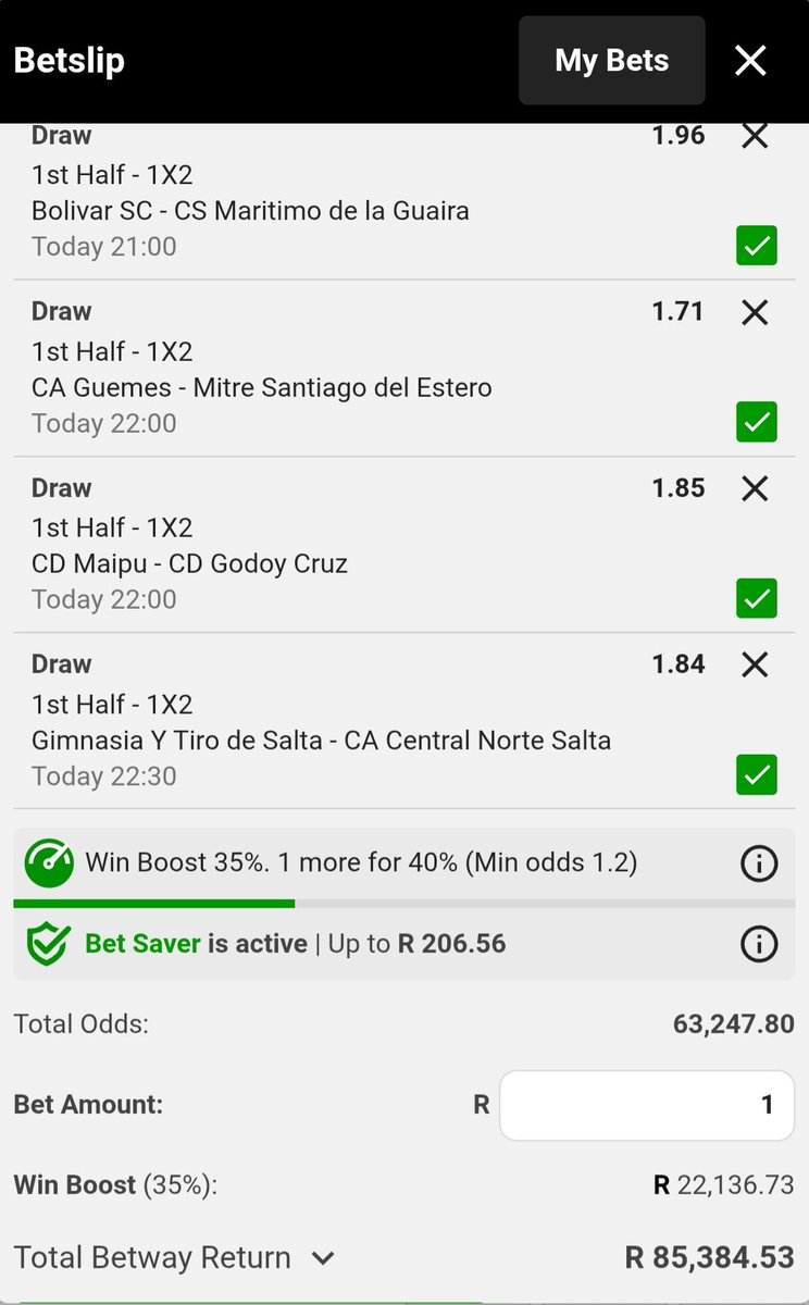 🍏🔒🍏🔒🍏🔒🍏🔒🍏🔒🍏🔒🍏🔒
🔒First-half Draws Selections ✅️ 👌
🔥High Odds Bets: Risk Accordingly
🍏Strictly R1 Wager Bets 🙏🔒

🎟Betway Booking Codes ⤵️ 
🔒 BW499419D0
🔒 BW49938412
🔒 BW49937926
🔒 BW4991D6E4