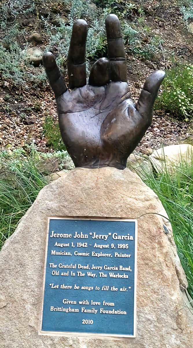 NewsRamble's tweet photo. @SFGate This bronze sculpture of Jerry Garcia’s right hand is located at the Santa Barbara Bowl in the "Jerry Garcia Glen" to commemorate his connection to the area.

Jerry Garcia played the Santa Barbara Bowl on Oct 13, 1974 with Merl Saunders. https://t.co/G9UcXLmN7v