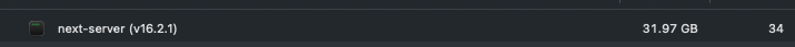 CodeNith's tweet photo. another day another next-server taking up 32GB's of ram 🙂 https://t.co/Vr7qj3aCEw