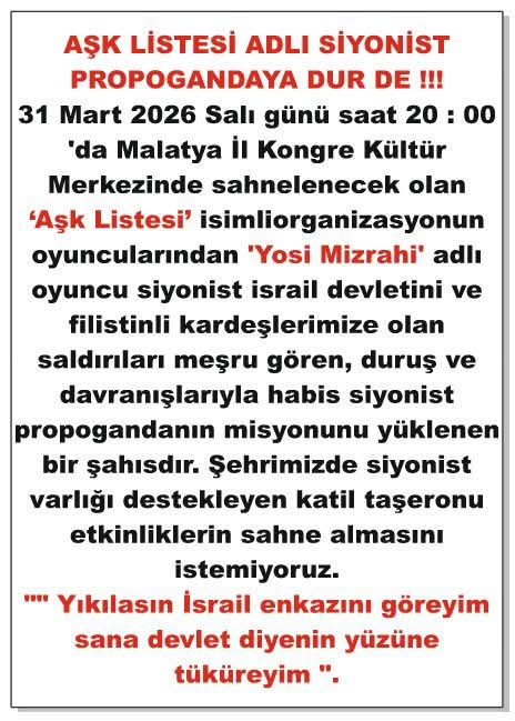 Kültür ve Turizm Bakanlığı Milletin Kodları ile oynamaz sanırım 
Hemen iptalini bekliyor Malatya'mız
<a href="/tcbestepe/">T.C. Cumhurbaşkanlığı</a> 
<a href="/RTErdogan/">Recep Tayyip Erdoğan</a> 
<a href="/TCKulturTurizm/">T.C. Kültür ve Turizm Bakanlığı</a>