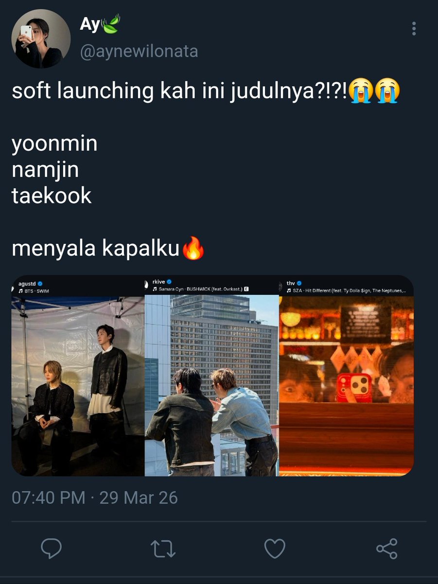 Onetweet #taekook au
Canon

-- reaksi kapal lain

Fiksi