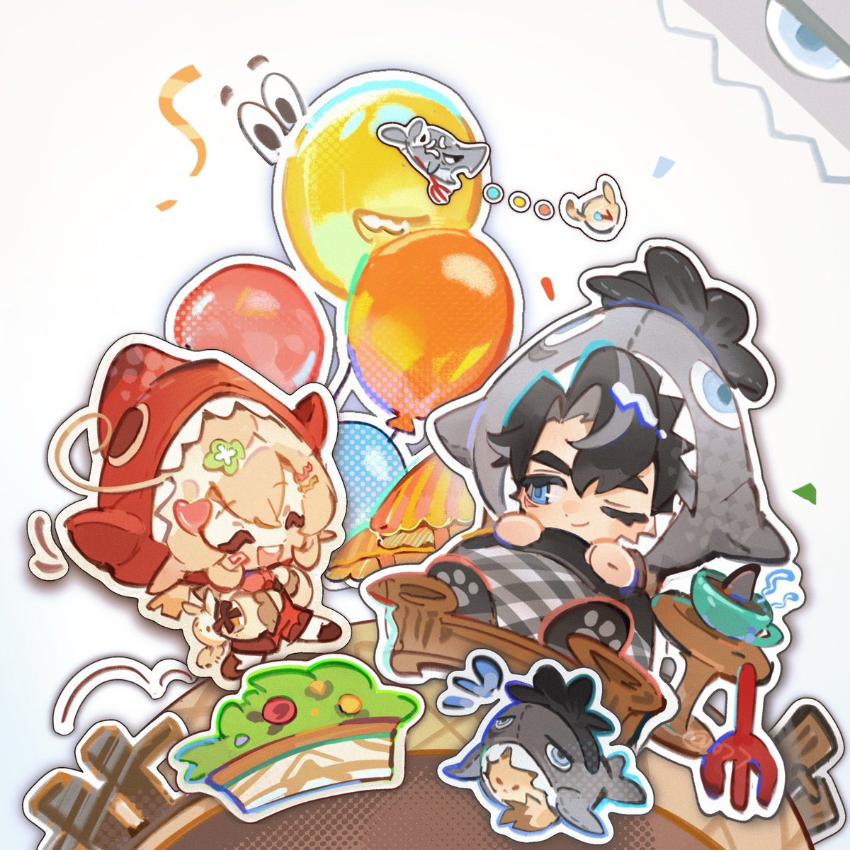 🍀小红帽&amp;大灰狼🐾
#可莉 #Klee 
#莱欧斯利 #Wriothesley
#GenshinImpact