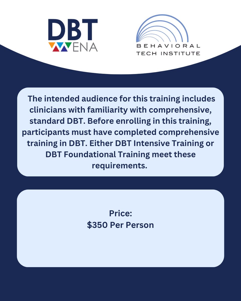 DbtMena's tweet photo. Join us for a specialized DBT training with Dr. Alexander Chapman!

For Inquiries and Registration:
Phone Number: +962795796712
Email: Info@dbt-mena.com https://t.co/MpmmFMLPwz