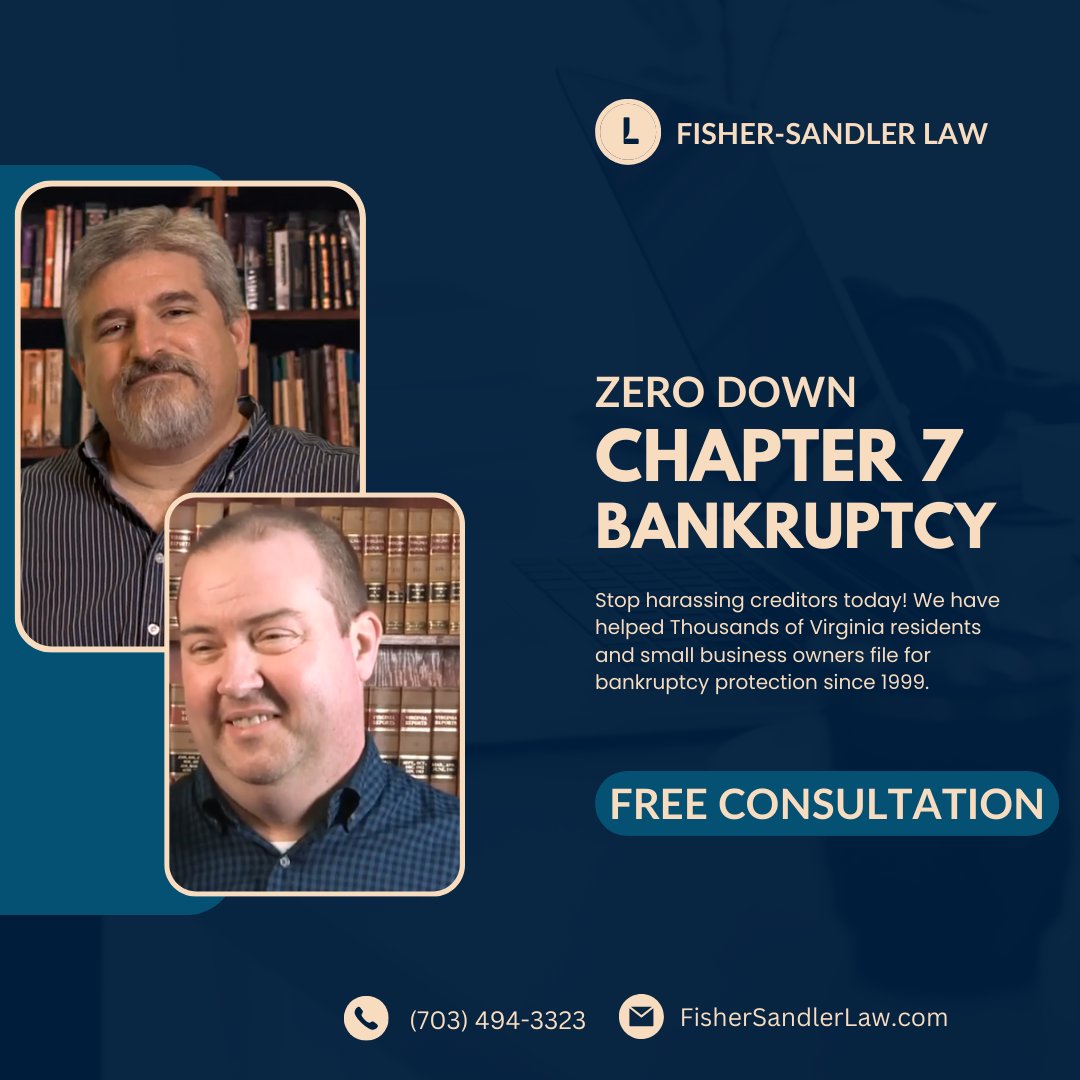 FisherSandler's tweet image. Can Chapter 7 stop creditor calls? YES! 📵 Filing triggers an #automaticstay, halting harassment. Fisher-Sandler’s $0 down Chapter 7 program helps Virginians reclaim peace. ☮️ Call us at (703) 494-3323! #BankruptcyRelief #StopTheCalls #FisherSandler #zerodownbankruptcy
