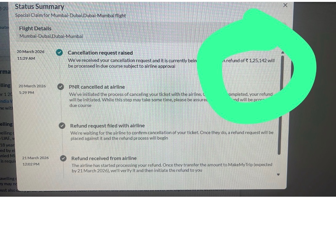 sunilKCdhary's tweet photo. @makemytripcare First Make my trip reduced my full refund to 1,25,142 …now today they have reduced it to 93,904…despite the flight being cancelled and disrupted by AIR INDIA  due to ongoing war . Why this injustice . PNR-78325F https://t.co/QecOisGcOS