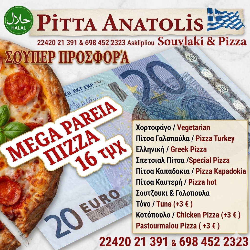 PittaAnatolis's tweet photo. Κυριακή βράδυ ισον πίτσα.
Το ξέρετε όλοι δεν το μάθατε από έμενα!Οι σούπερ προσφορες πίτσας της Πίττας Ανατολής κάνουν τα βράδια της Κυριακής πολύ πιο ωραία, το ξέρω αυτό.
Ξεκινάμε να δεχόμαστε παραγγελίες κάθε βράδυ στις 6 μ.μ. #Kos #kosisland #κως #κω https://t.co/GuuE1ys4lo