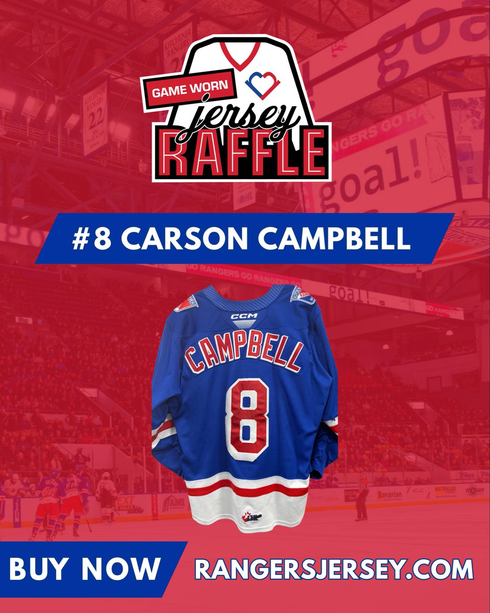 RangersReachWR's tweet photo. Tonight’s Jersey Raffle Feature is #8 Carson Campbell! 

Buy online or at the @OHLRangers game!

https://t.co/JHNRlT93jv https://t.co/zK9qa9Tg7c