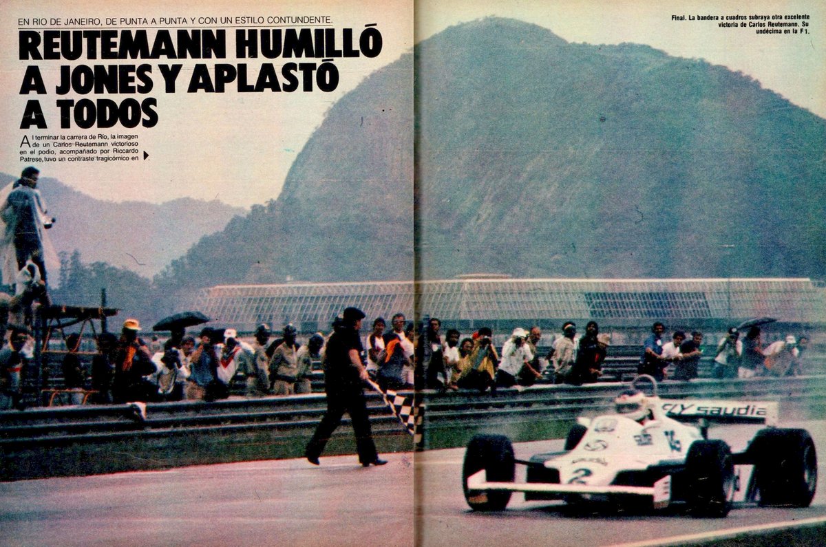 PatoG82's tweet photo. 29 de Marzo de 1981. GP de Brasil para la F1 🏁
REUTEMANN HUMILLÓ A JONES Y APLASTÓ A TODOS
"En Rio de Janeiro, de punta a punta y con un estilo contundente"
🇦🇷 Ricardo Zunino era 13° y Miguel A. Guerra (piloto suplente) no lograba ingresara la final.
El Gráfico (sigue) 👇 https://t.co/ITqUFDJhz6