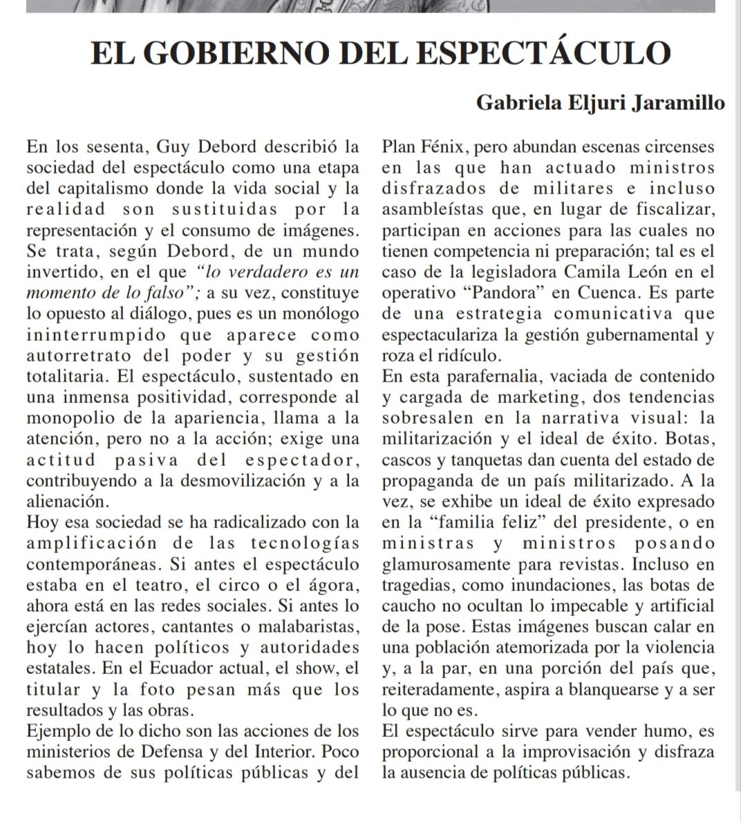 gabrielaeljuri's tweet photo. El Gobierno del espectáculo. 
Comparto mi artículo publicado hoy en Diario El Mercurio. https://t.co/HSZRMFqmS4