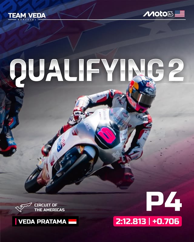 qipoz's tweet photo. Veda Pratama 🇮🇩 pada balapan di Sircuit COTA di America Texas, yang sama sekali belum pernah balapan di sirkuit ini dengan hasil FP1, FP2 dan Qualifikasi saat ini sangat konsisten🚀🚀🚀

✅ Free Practice 1,  posisi 1️⃣4️⃣
✅ Free Practice 2, posisi 1️⃣0️⃣
🕒 Qualifikasi posisi 4️⃣ https://t.co/rvvqneTb00