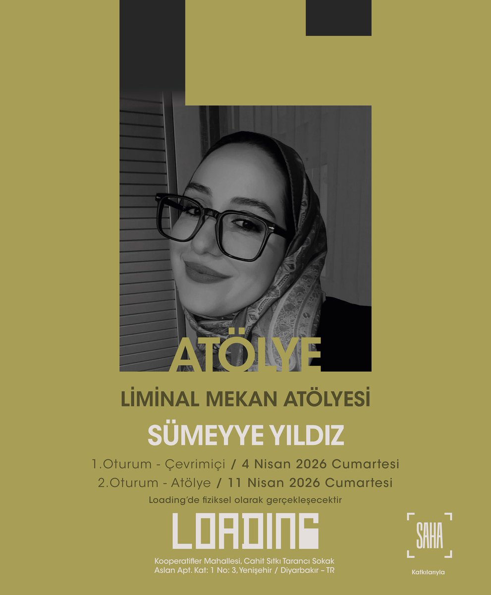 llloadinggg's tweet photo. Liminal Mekân Atölyesi Açık Çağrı
“Arada kalma / eşik / geçiş” kavramlarını mekânsal ve zihinsel boyutlarıyla araştıran 2 haftalık atölye başlıyor. Süreç çevrim içi oturum + fiziksel buluşma ile tamamlanacak. Son başvuru: 01.04.2026
CV +portfolyo + mot: artloadingspace@gmail.com https://t.co/ToD1PtwSp2