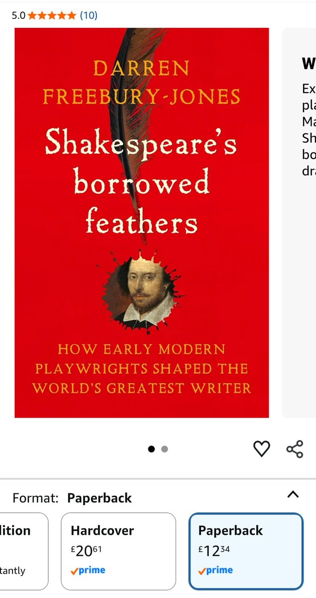 Freeburian's tweet image. ‘Entirely convincing.’ – Times Literary Supplement
‘Engrossing and valuable.’ – StageTalk
‘Highly recommended.’ – CHOICE

SHAKESPEARE'S BORROWED FEATHERS available in paperback for c. £12 on #Amazon #Prime

amazon.co.uk/Shakespeares-b…