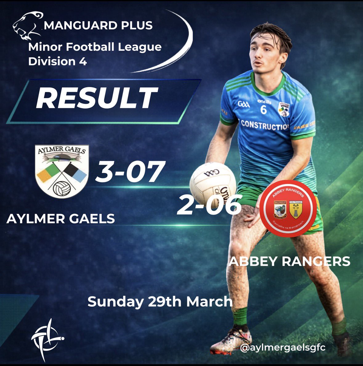 A brilliant result for our minor team this morning, securing a hard-earned win away to a determined Abbey Rangers side. The victory now sees them through to a league quarter-final clash with Milltown.

Well done to the team and mentors 🟢🔵