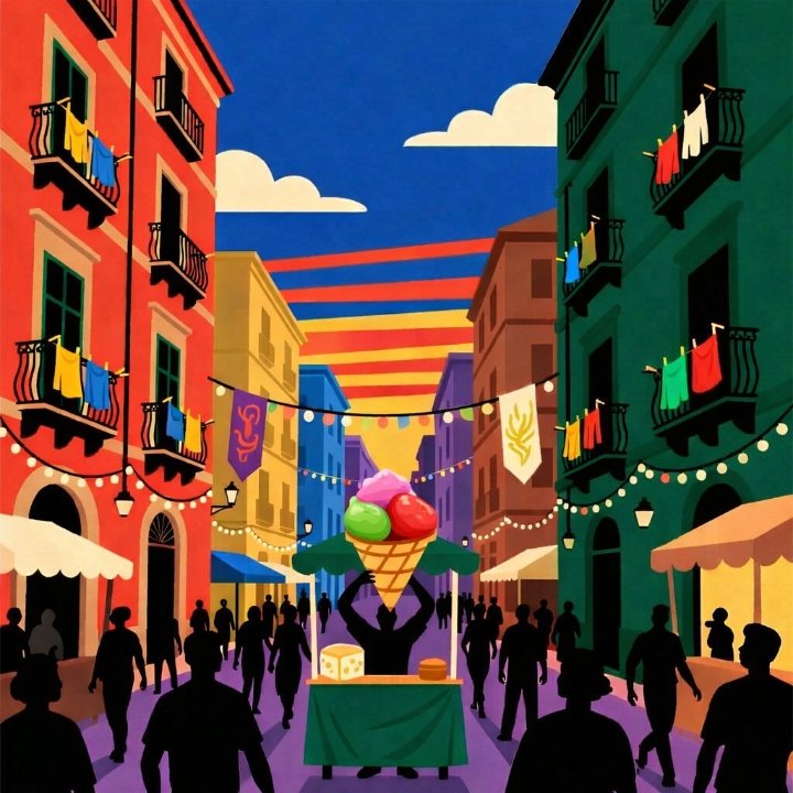 LuzzaNft's tweet photo. ✨ Maqueda Street
A burst of color, voices, and Mediterranean warmth.
A living slice of Palermo translated into digital light.
#digitalart #NFT #Solana #Palermo #SolanaArt #ExchangeArt https://t.co/UcGyF4R9PJ