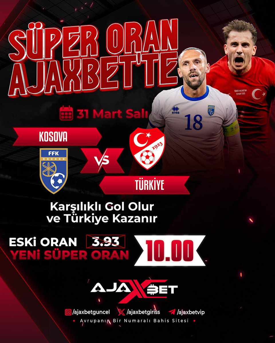 ajaxgiriss's tweet image. 31 MART HASILATINA HAZIR MISIN!💸 
KG var +  Türkiye kazanır diye düşünenler için fırsat roketlendi! 🚀  
Eskisi 3̶.̶9̶3̶ iken şimdi 10.00’a fırladı! 💥
Bu kazanca ortak olmak istiyorsan profildeki linke tıkla💸  #KosovaTürkiye