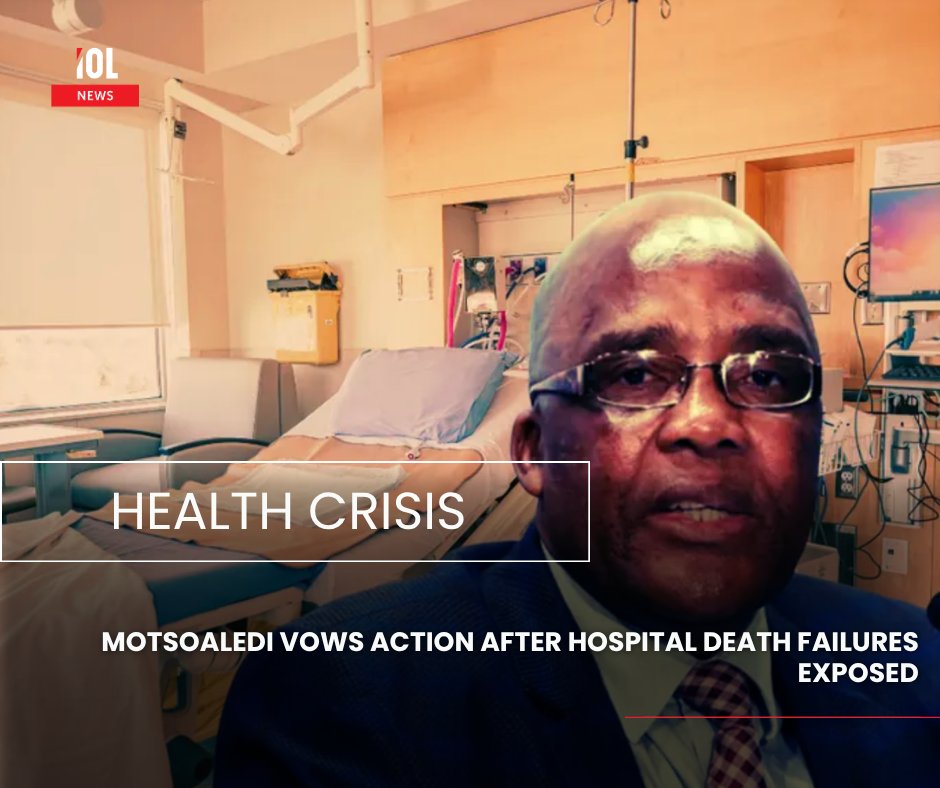 IOL's tweet image. Health Minister Aaron Motsoaledi has vowed action after hospital failures led to a child’s death. The tragedy reignites debate on accountability and patient safety in SA’s healthcare system. Communities demand urgent reforms to restore trust. 
#news #healthcare #crisis