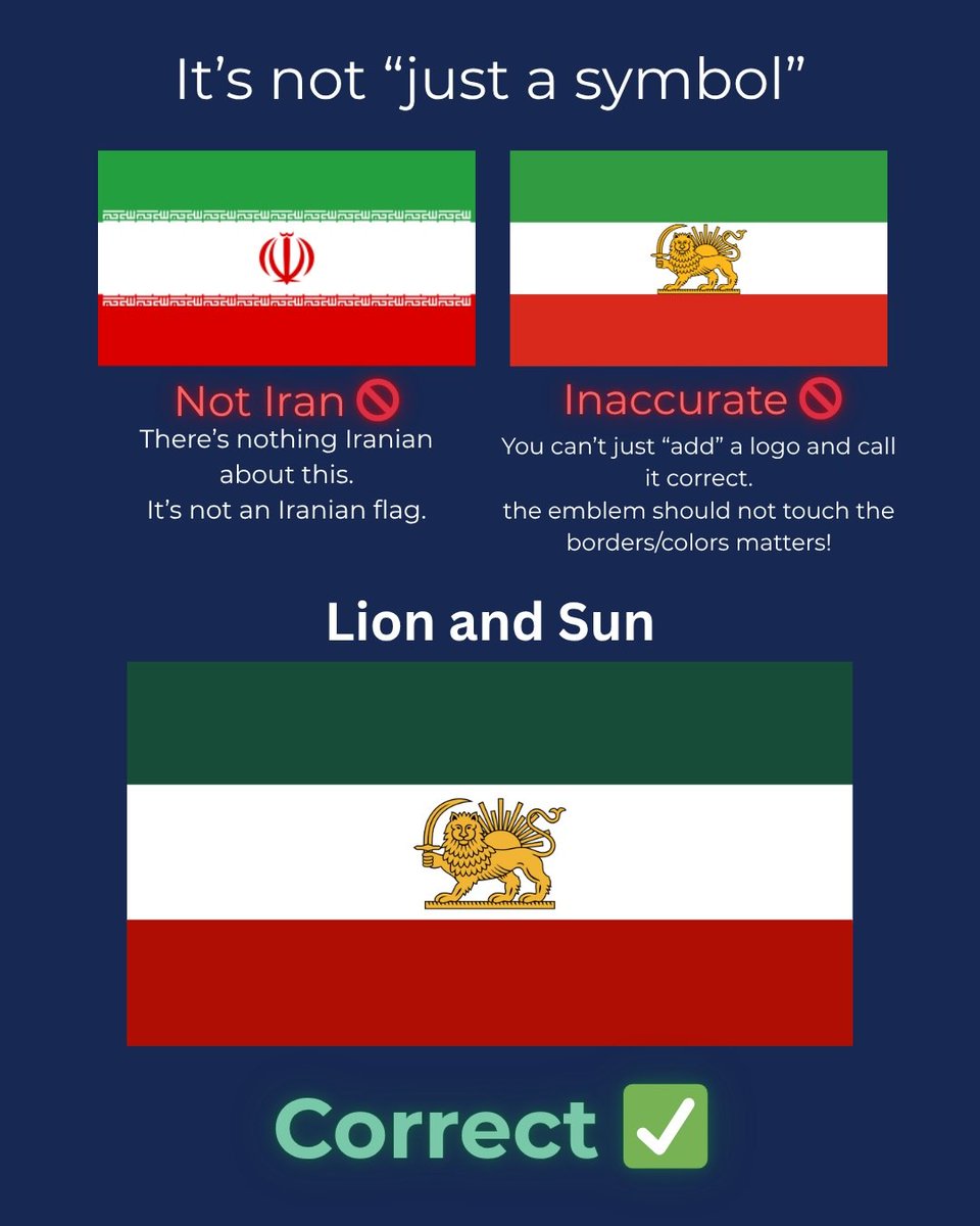 LudwigDerRohe's tweet photo. 📷Explanation of the correct colors and graphics of the national flag of Iran, the Lion and Sun. PLEASE LIKE, SHARE &amp; RETWEET
 📷توضیح در مورد رنگ و گرافیک صحیح پرچم شیر و خورشید ملی ایران. لطفا لایک، شیر و ریتوییت. 

رشته توییت #رشتو #پرچم_شیر_و_خورشید #IranRevolution2026‌

1/20 https://t.co/uAqIWHdopW