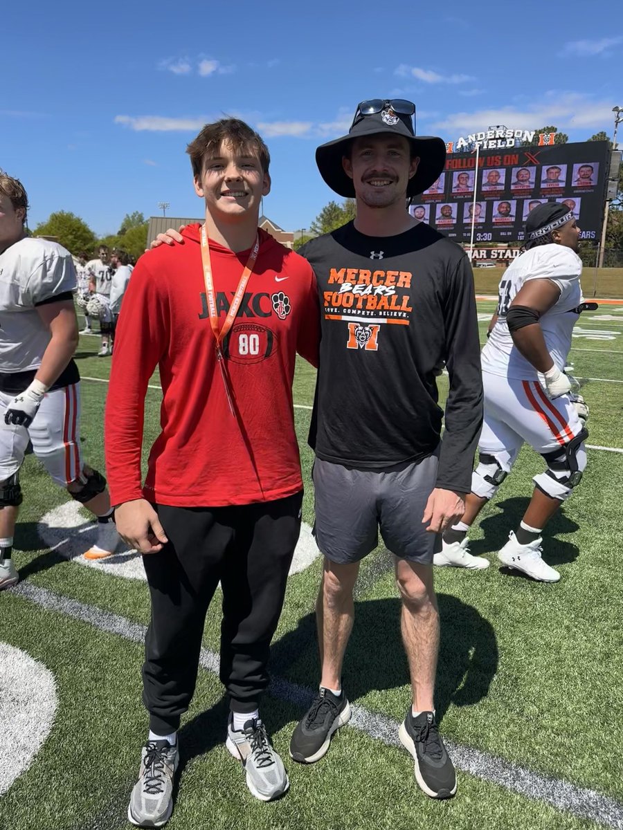 OwenKAnderson's tweet photo. Had a great time spending the day with @MercerFootball! Coach Taylor is doing great things! Thank you for inviting me. #MakeEmWorry #ATTACK @KoachTaylor @barringtonb16 @CoachMobbs @CoachDMHendrix @Coach_Rich74 @JaxCoRecruitsFB @NEGARecruits https://t.co/WW5wB5qEhe