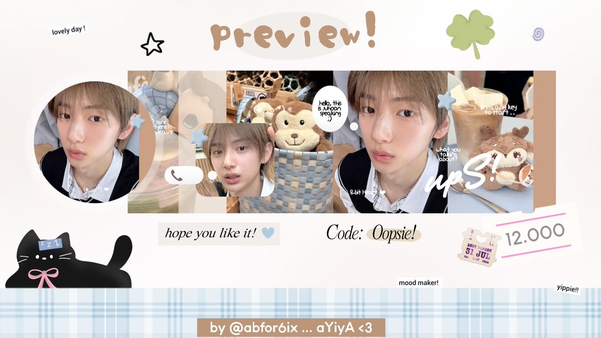 help retweet please? thank you! ♡

haii, yiya punya layout minju illit &amp; juhoon cortis edisi oopsie! 📞⭐ bisa langsung dijemput dengan harga 12k/each lewat dm atau chat di tele. selamat jajan <3 

get ava png &amp; free retext nick #zonauang