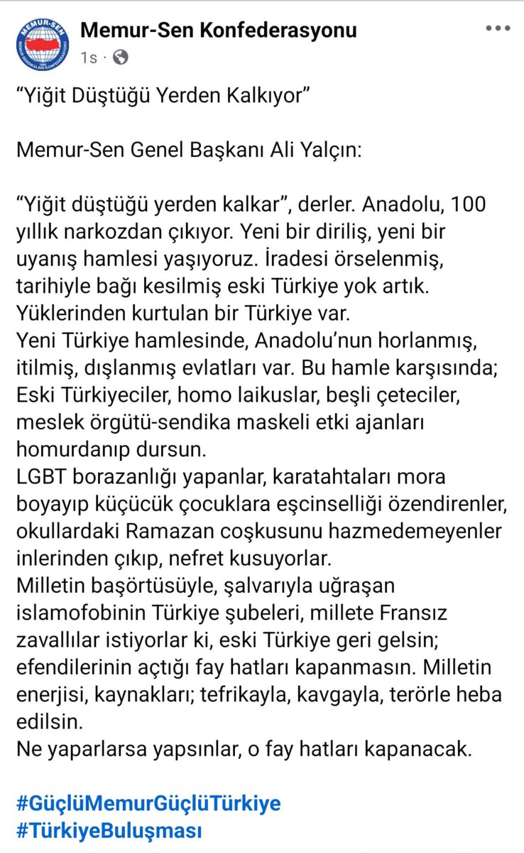 oguzozat's tweet photo. Yetkili sendikanın başkanı Ali denilen şahıs, Cumhuriyetimize “100 yıllık narkoz” demiş.

Ey Ali; sen Tokat’ın bir dağ köyünde yatılı okumuş bir köy çocuğusun. Bugün bir sendika genel başkanı olmuşsan; 1 milyon maaş alıp 25–30 milyonluk arabalara biniyorsan narkozun etkisiyle mi bindin?

Senin bugünkü haline bakınca, asıl narkozun kimde olduğu ortadadır. Asıl narkoz, üyelerini gerçeklerden uzaklaştıran anlayıştadır.

Sen bunca bolluk içinde yaşarken, senin yüzünden açlık sınırında yaşayan ve sana üye olan memurlar bence narkozlu. Bu narkozu nasıl verdiğini de anlat.

Mustafa Kemal Atatürk ve silah arkadaşlarının kurduğu Cumhuriyet; aydınlanmadır, emektir, fırsat eşitliğidir.