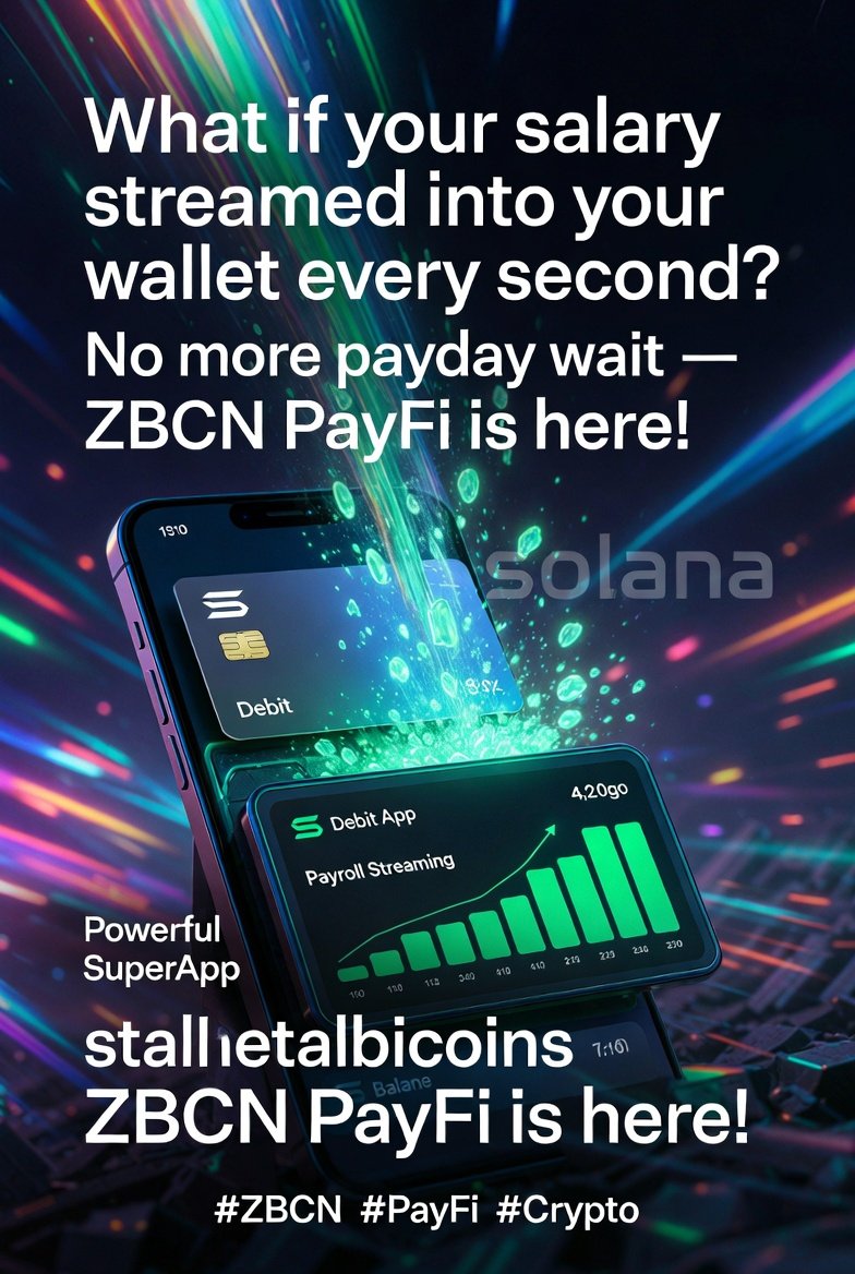anthonniey's tweet image. What if your salary streamed into your wallet every  sec? You don't have to wait for payday anymore 
$ZBCN’s real-time PayFi is here: you can streaming payroll, stablecoins, debit cards &amp;amp; the ultimate SuperApp. You'll be paid on Solana
#ZBCN #PayFi #Crypto  
Who’s ready to ditch