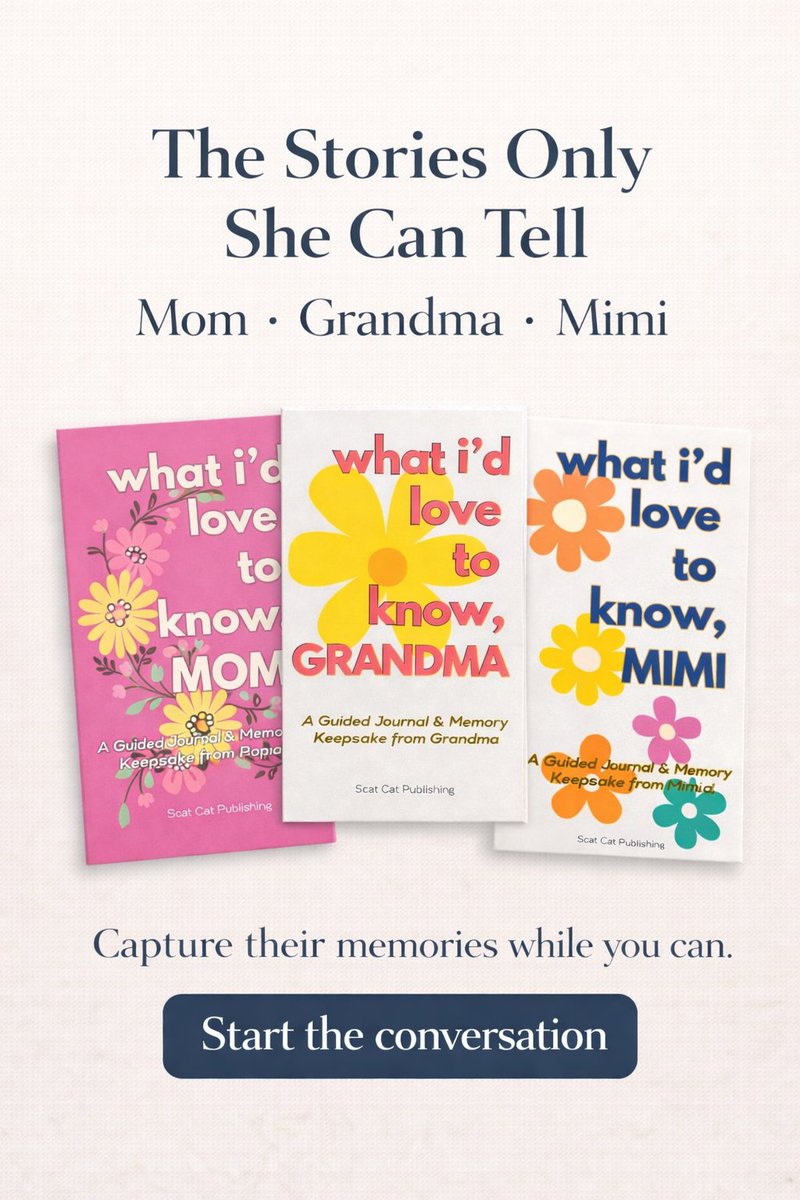 ScatCatMedia's tweet photo. The stories you don’t ask for…
are often the ones you’ll miss the most.
Mom. Grandma. Mimi.

Capture them while you can. Perfect gifts for Mothers Day!

📚 https://t.co/fSXGnIGFDZ

#FamilyLegacy #MemoryJournal https://t.co/RM8V1sGiTp