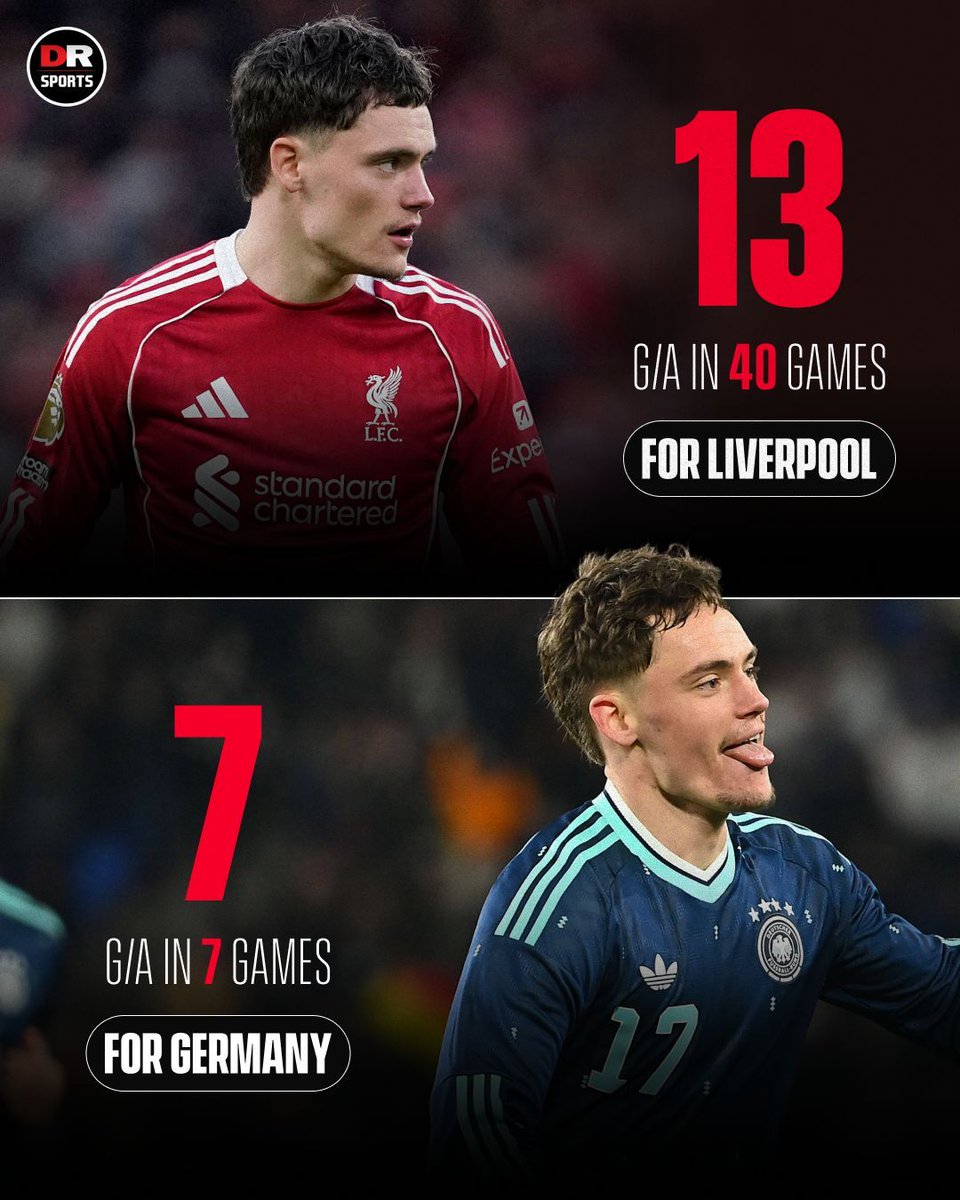 drsportsmedia's tweet image. Florian Wirtz plays at a completely different level when wearing the Germany shirt. 🇩🇪🪄

When will he finally replicate this sort of form at Liverpool? 🔴🏟️ 

#Liverpool #LFC