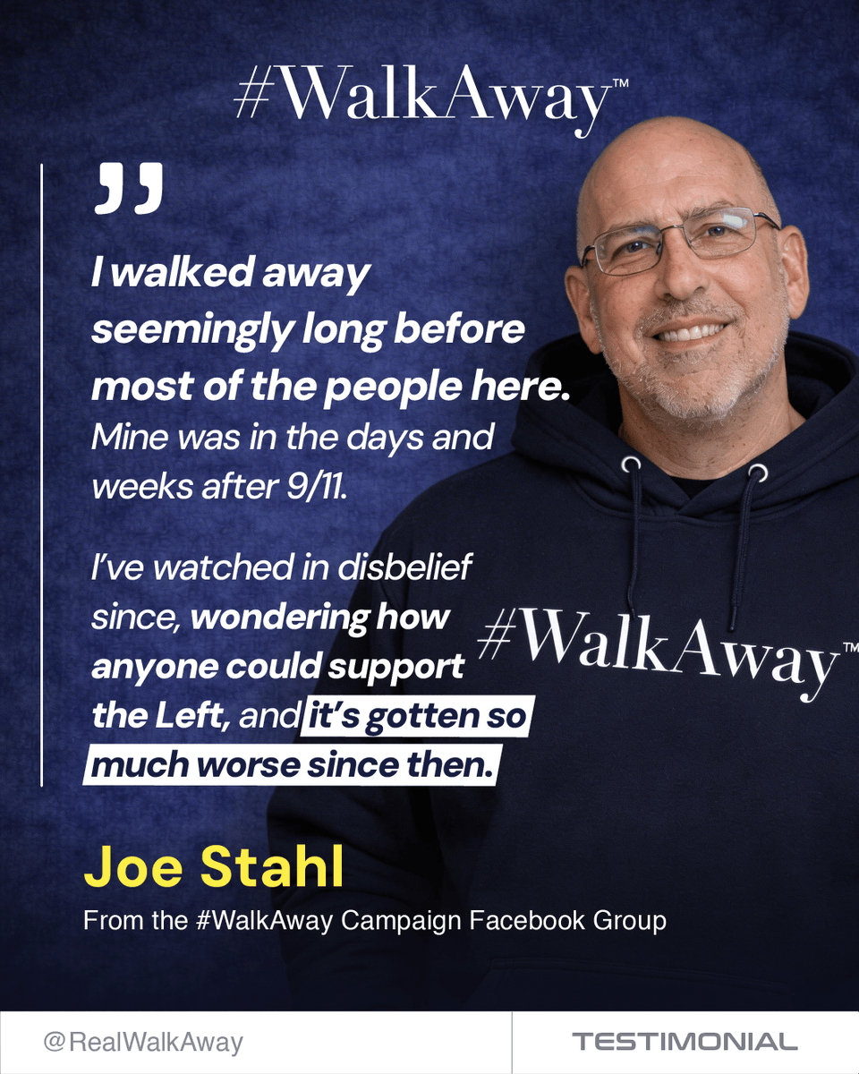 RealWalkAway's tweet image. Before and now, Democrats are only getting worse by the day.

Joe says he walked away early around 9/11, and since then he’s watched in disbelief, wondering how anyone could still support what he sees continuing today.

That’s why #WalkAway keeps growing. What started as a few