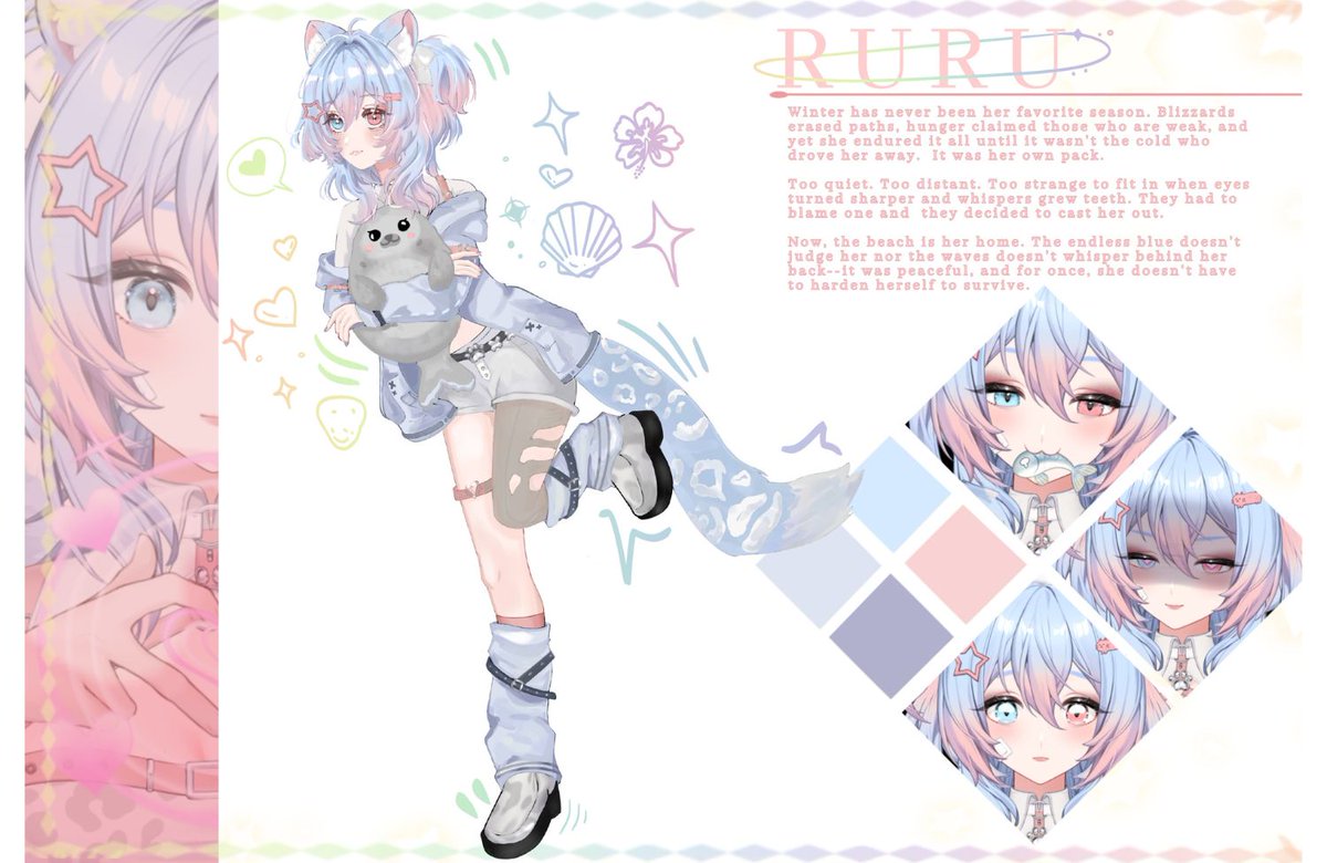 Rururinni's tweet photo. @perry_ferrence Updated Reference sheet  ! °‧ 𓆝 

Tags  
Gen: #Rururinni
Live: #RinniTime
Art: #BoopBrush
Nsfw: #RunyaaX
Clips: #RuRiSnips

Fanname: boopsie
Chat name: boopers
Mascot: Seal with top hat ! https://t.co/73692Uv3HW