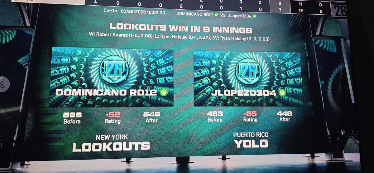 Jav_CF's tweet photo. What the heck is this @MLBTheShow ??? We won and still got ranked points deducted? Smh https://t.co/YIhYJgrWV0