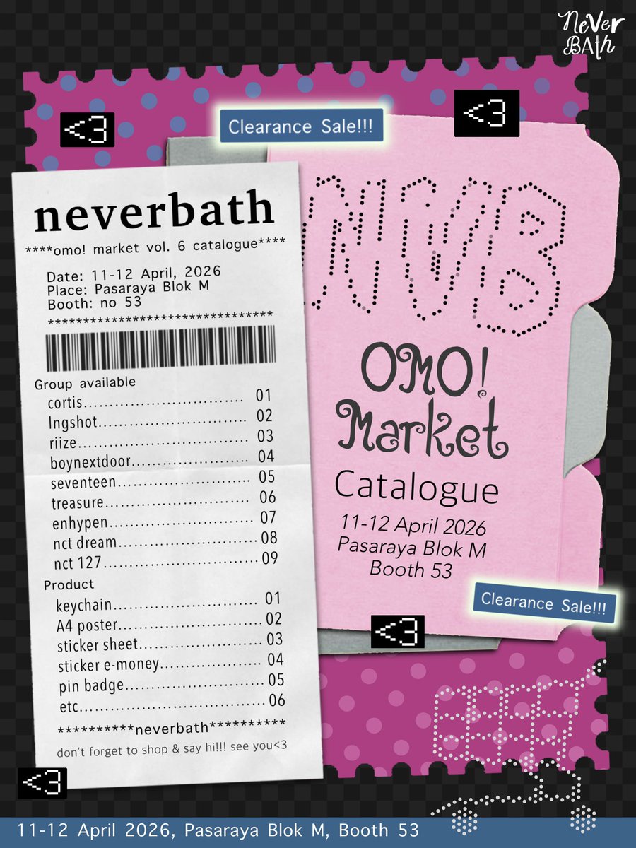 neverbath's tweet photo. 📞 mossy moOosSsy??!? finally our omo! 6 catalogue is here<3 

All items v limited, we’re highly recommends to join our PO to secure your lovely products!

🪑Booth 53, (both days😝)
📍Pasaraya Blok M
⏱️11-12 April, 2026

PO: https://t.co/ZYxHM6y4h0 PO until 2 april 2026! 💗 https://t.co/FjYQtZlA77