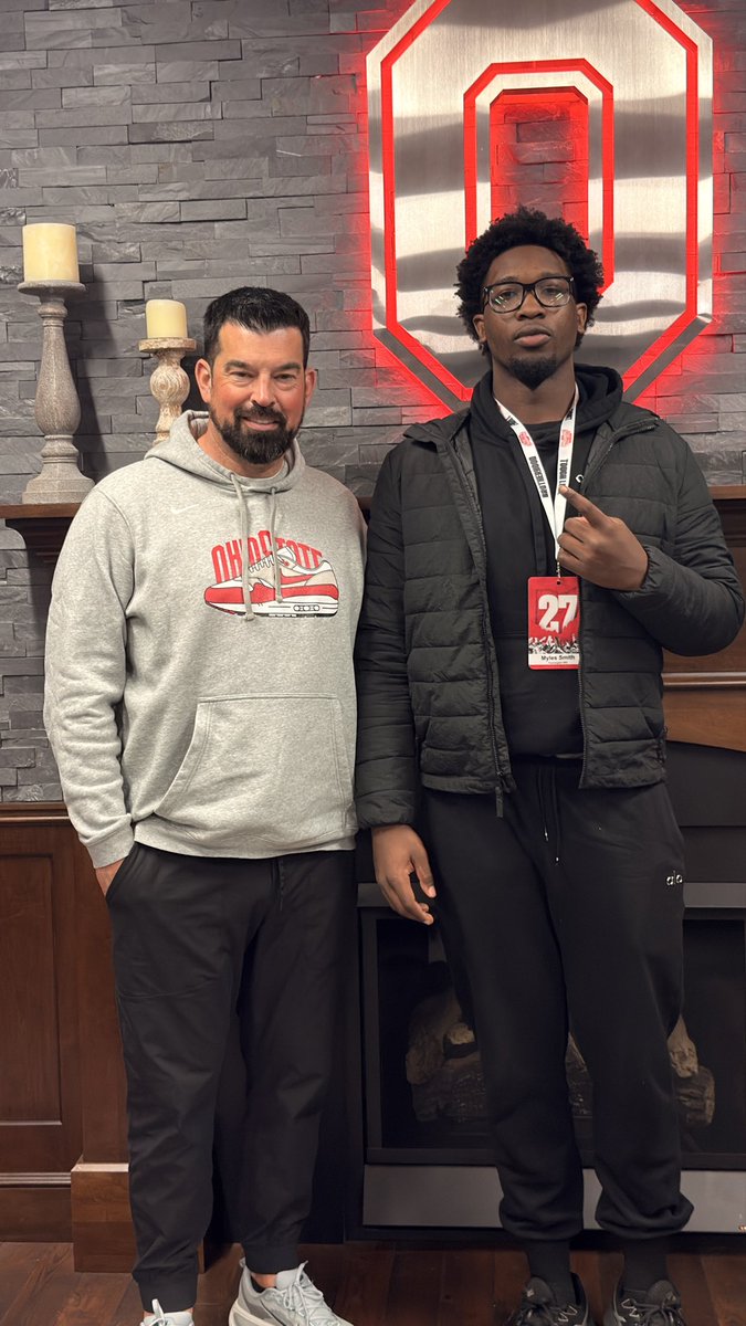 MylesS98's tweet photo. Great day at Ohio State this weekend. Was able to spend time with Coach Day, Coach Johnson, the staff and see how they develop their Rushmen.  Excited to keep building the relationship! @OhioStateFB @R2X_Rushmen1 https://t.co/jQ1iO9dzVS