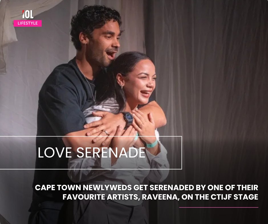 IOL's tweet photo. Cape Town newlyweds found themselves dancing on stage while being serenaded by one of their favourite artists, Raveena, at the Cape Town International Jazz Festival (CTIJF). @IOL_Lifestyle
#lifestyle #entertainment #newlyweds #serenaded #Raveena #CTIJF
Read on https://t.co/1lFUNjIPL4