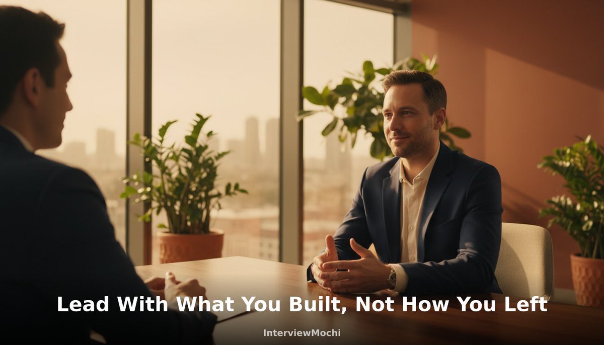 InterviewMochi's tweet photo. Opening with 'I was part of a 400-person layoff' before anyone asks? You're answering a question nobody asked — and planting doubt. Flip it: lead with what you built, then let the context follow naturally. Narrative order is leverage. https://t.co/1Qpww2nCgi #LayoffRecovery... https://t.co/Fk3KxnZOlL
