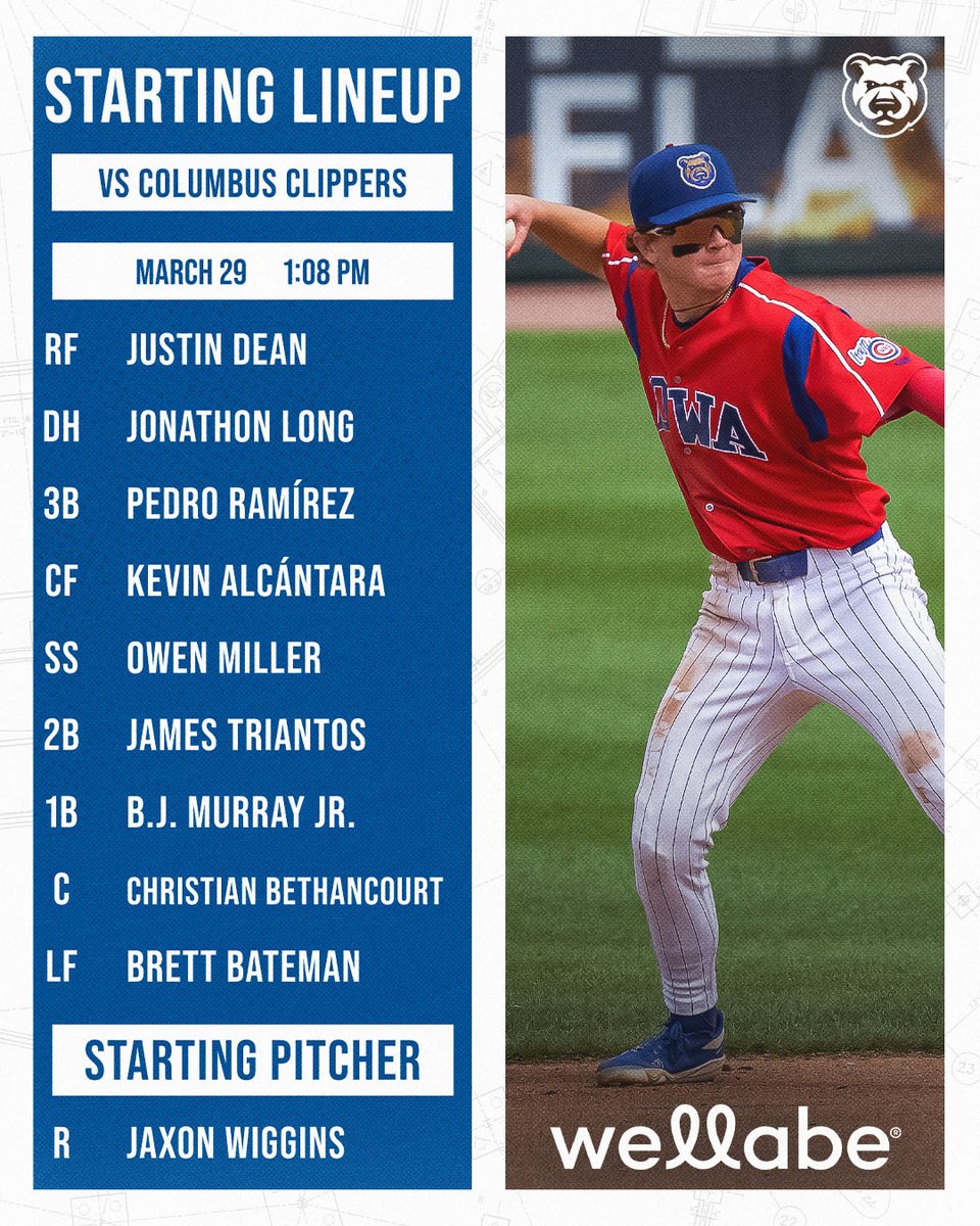 IowaCubs's tweet image. Closing out opening weekend!

🆚 Columbus Clippers
⏰ 1:08 p.m. CDT
📺 MiLB.TV, ballysports.com, or the MiLB app
📻 HOPE 940AM - ow.ly/qWqJ50Vmw9q 
📍 Principal Park
🎟️milb.com/iowa/tickets/s…
#iowacubs #milb #onlyindesmoines #IOWAAA #baseball