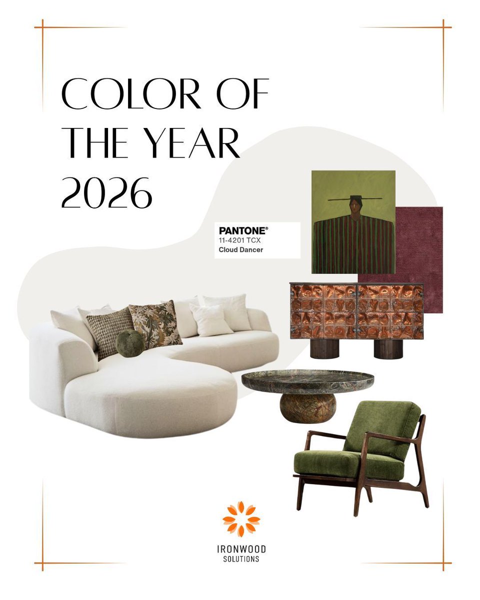 IronwoodSoln's tweet photo. لون عام 2026 من بانتون هو

PANTONE 11-4201 Cloud Dancer.
A quiet, airy white that calms the eye and lets materials, furniture and light take the lead

#InteriorDesign
#IronwoodSolutions
#تصميم_داخلي 
#ColorOfTheYear 
#الرياض
#Pantone2026 https://t.co/OeWnW7CsU3