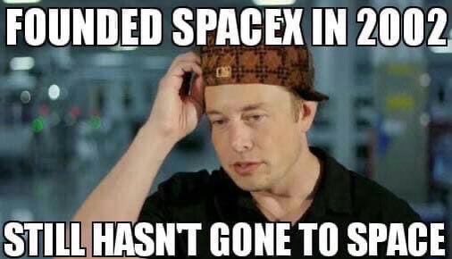 NothingSirius's tweet photo. And G…would you look at that…just 33 years later in 2002 you founded @SpaceX but yet you STILL have not been to “space”?
Now why is that @elonmusk?
25 years and counting…#FakeX🤡🚀🛰️👩🏼‍🚀👈🤣
#FakeSpace 
#WeHaveNeverBeenToSpace 
#MarsFakeHundred https://t.co/Wr1pSZv2z5