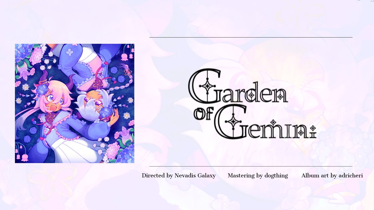 MeikasAlbum's tweet photo. 🌸♊
"GARDEN OF GEMINI" is premiering on March 30th @ 6pm EST! Please save the date below~
Also, we'll be holding two listening parties on the server @ 8pm EST and 10am GMT!

➵ YT: https://t.co/EcKe7wD9sI
➵ Presave: https://t.co/AgYodUT2qo
➵ Discord: https://t.co/tTKsslQtSq https://t.co/36iK8Y65Qc