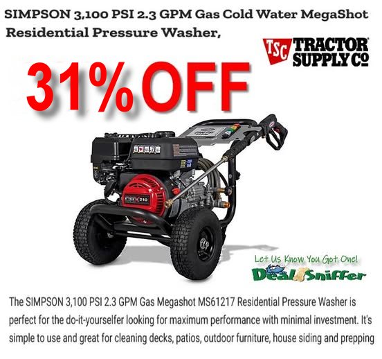 dealsniffer's tweet image. 👏 31% OFF SIMPSON 3,100 PSI Pressure Washer 🚿
mavely.app.link/e/2uaeAmYKAYb 🔗 
#pressurewashing #pressurewasher #carwash #cleaning #springcleaning #diy #tractorsupply