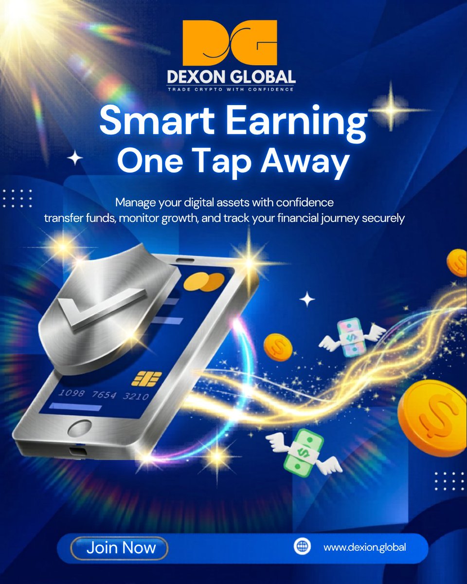DexonGlobal's tweet photo. 📲 Smart earning is now just one tap away

💸 Transfer
📈 Track
🔐 Secure

Welcome to the future with Dexon Global

👉 https://t.co/V0eQ20rFqI

#DexonGlobal #SmartEarning #Crypto #PassiveIncome #financenews https://t.co/mdz5r6r9xs