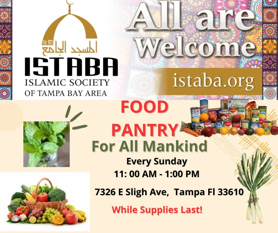 SlighMasjid's tweet photo. ISTABA: Food Pantry Every Sunday from 11 AM to 1 PM, While Supplies Last! - https://t.co/98Vuqtrcg8 https://t.co/XVRQX8nfqL
