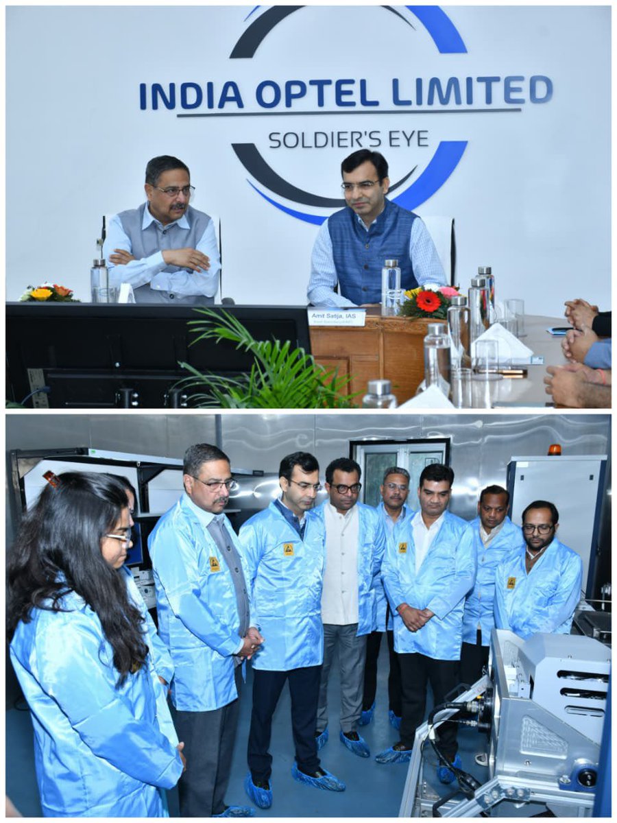 iol_pro's tweet photo. Shri Amit Satija, Joint Secretary (DIP), Ministry of Defence, visited India Optel Limited on 28th March 2026 and held detailed discussions on opportunities and challenges for IOL in the evolving defence manufacturing landscape.
He visited IOL’s units at Dehradun, took keen interest in its indigenisation and R&D initiatives, and appreciated the organisation’s efforts towards strengthening #AatmanirbharBharat in Defence.

#IndiaOptelLimited #DefenceManufacturing 

@DefProdnIndia
