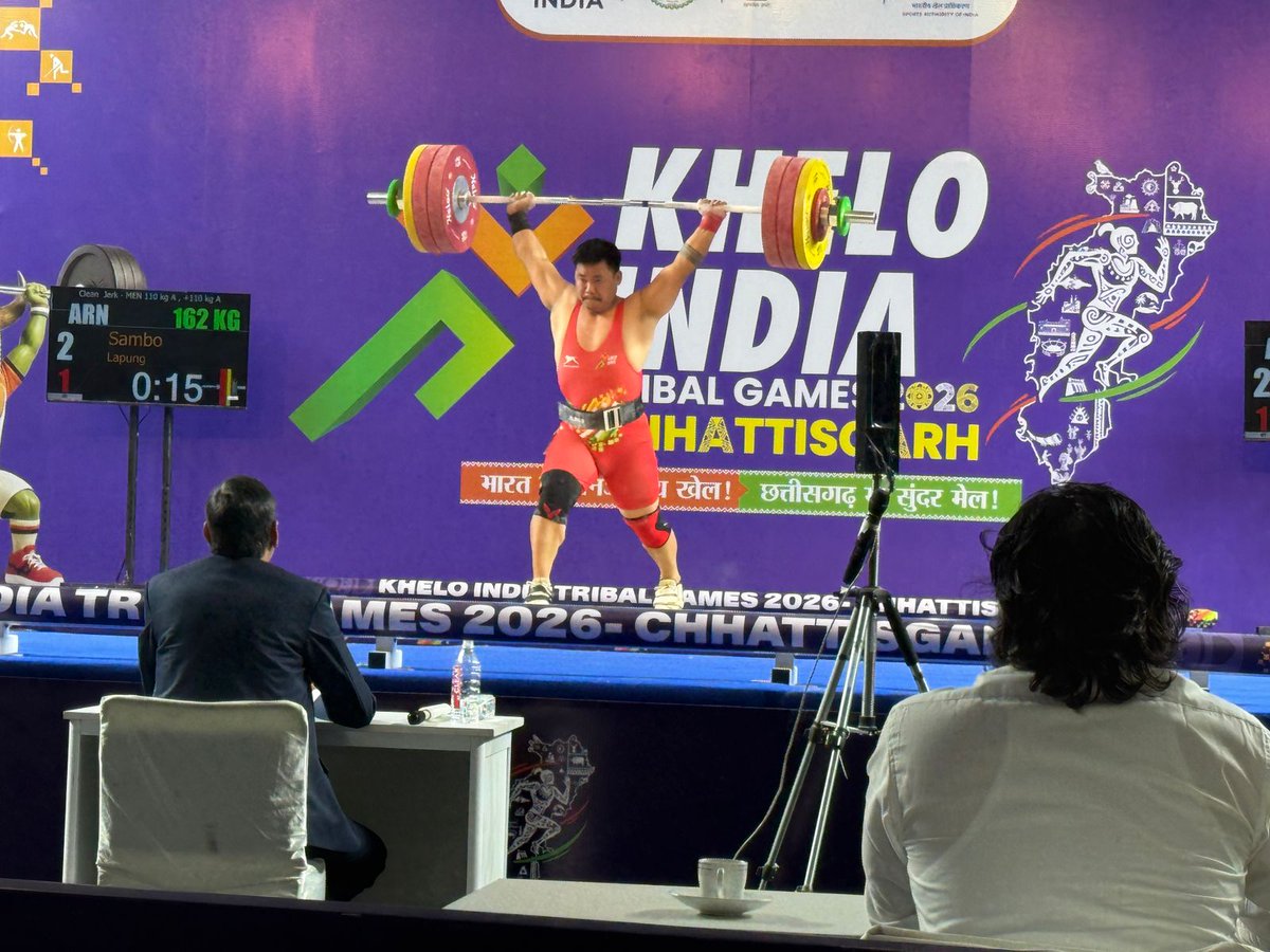 arunachaltimes_'s tweet image. Sambo Lapung added one more medal to #ArunachalPradesh’ tally, winning a #weightlifting gold at the ongoing #KheloIndiaTribalGames in #Chhattisgarh.