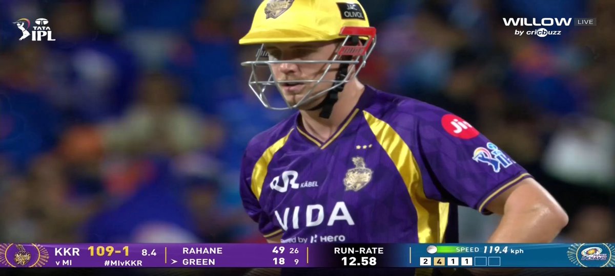 Cricozi's tweet photo. Green 18 ( 9 ) - #KKRVMI https://t.co/Vhdce7xhur