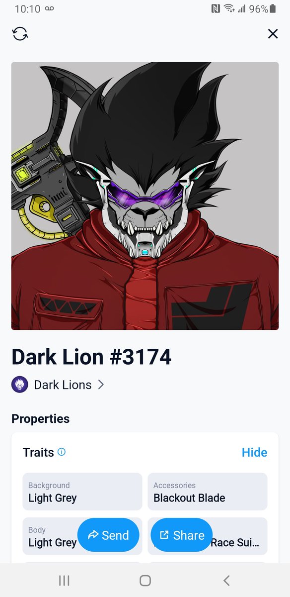Chaswell49's tweet photo. Awesome I just got this Dark Lion NFT from a mystery prize on Obsidianswap. You can win some really nice prizes go check them out. Thanks so much ObsidianSwap you guys rock!😁 https://t.co/19S6QUJgt4
