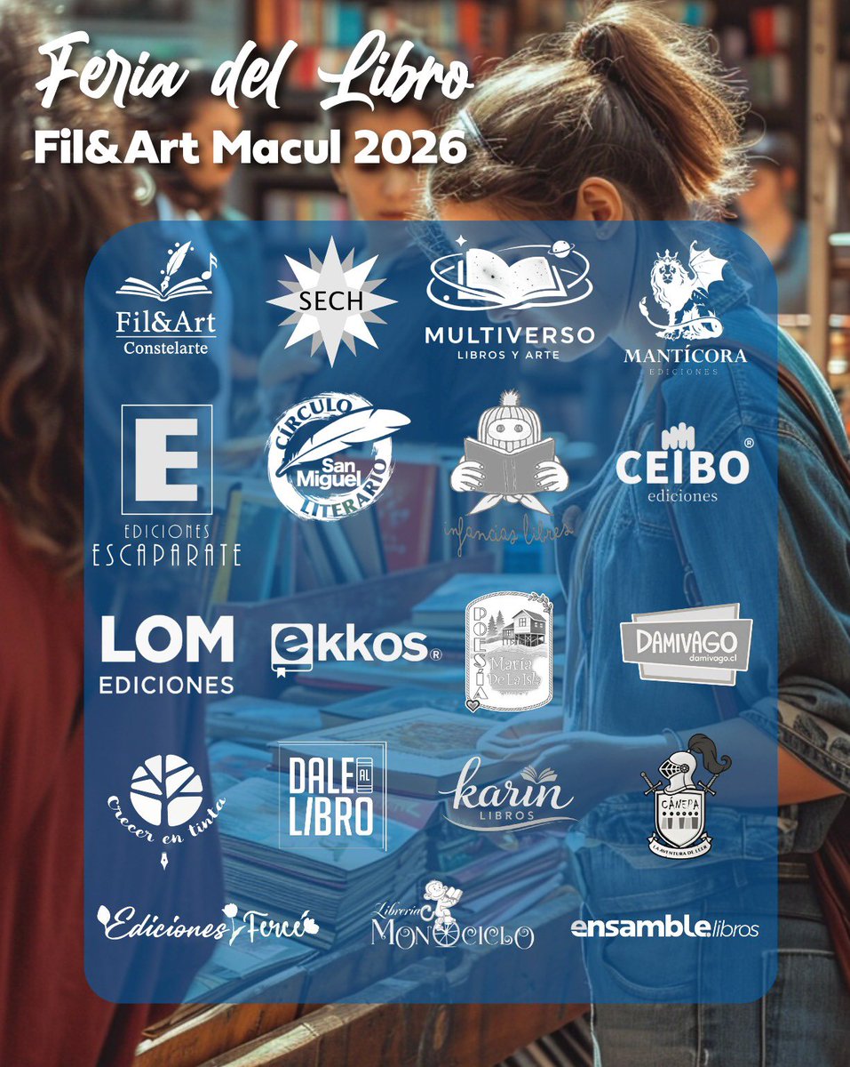 MuniMacul's tweet photo. MACUL SERÁ SEDE DE FIL&amp;ART 2026 📚✨
¡Estamos felices! 💙 Nuestra comuna recibirá la Feria del Libro Fil&amp;Art 2026 🙌 Del 4 al 10 de abril viviremos cultura, arte y grandes historias para toda la familia 🏡📖
¡Macul se llena de libros y tú no puedes faltar! 💫📚 https://t.co/2sheg7HVoh