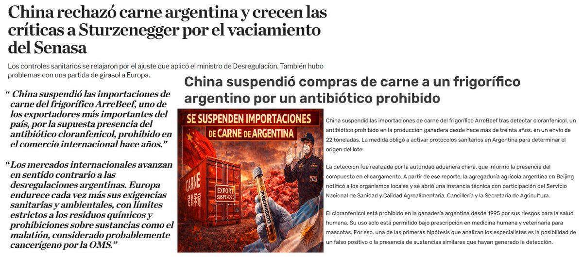 compa1968's tweet photo. #DECADENCIAargentina #INVIABLE #DESCONTROL
LA MANO DE STURZENEGGER FAVORECIENDO DESCONTROL EN ECONOMIA, NO SOLO LE COSTO FORTUNAS AL PAIS,SINO,CULPABLE DE LA SALUD DE TODOS LOS ARGENTINOS POR CONSUMO DE CARNE NOCIVA TRAS DESACTIVARSE LAS FUNCIONES DEL SENASA
CHINA NO CARNE ARG https://t.co/U2Stg1lfFt