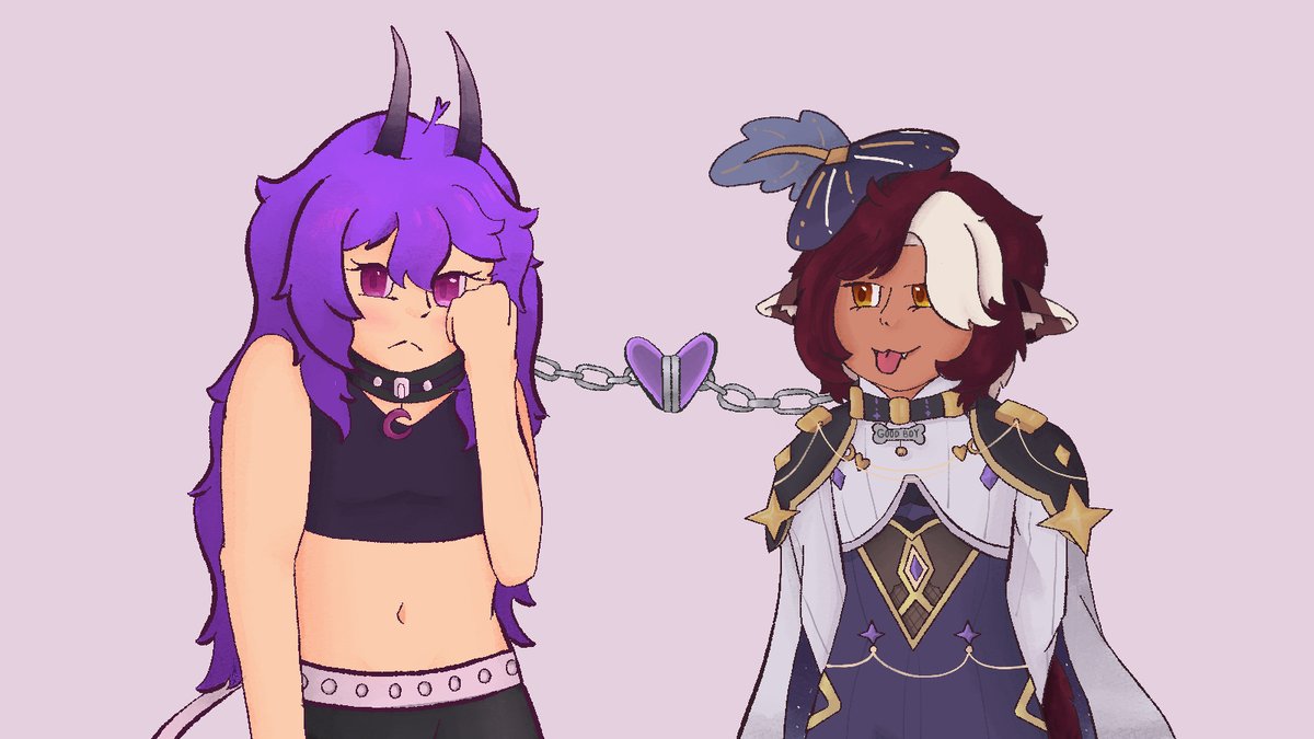 Collar Buddies 💜
Cute little piece with <a href="/ArtsMikas/">Mika 🦊👑 (Coms Open)</a>